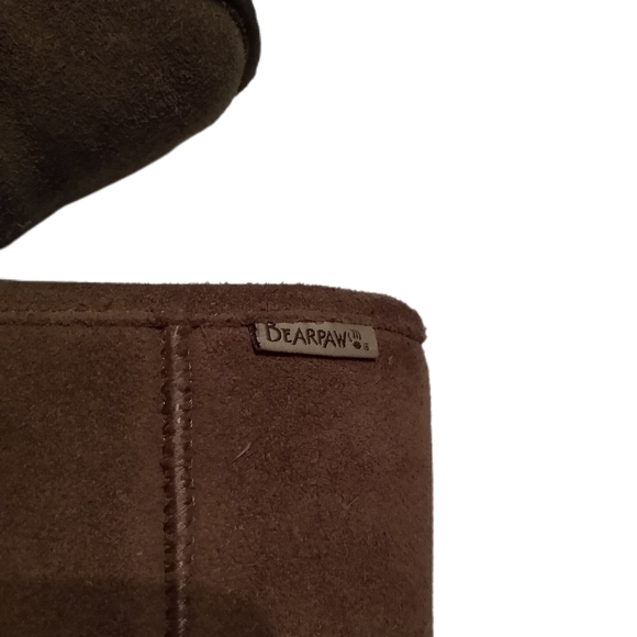 Bear Paws Boots Emma Short Suede Sheep Skin Wool Sz 6 Tan Comfortable EUC - Picture 3 of 6